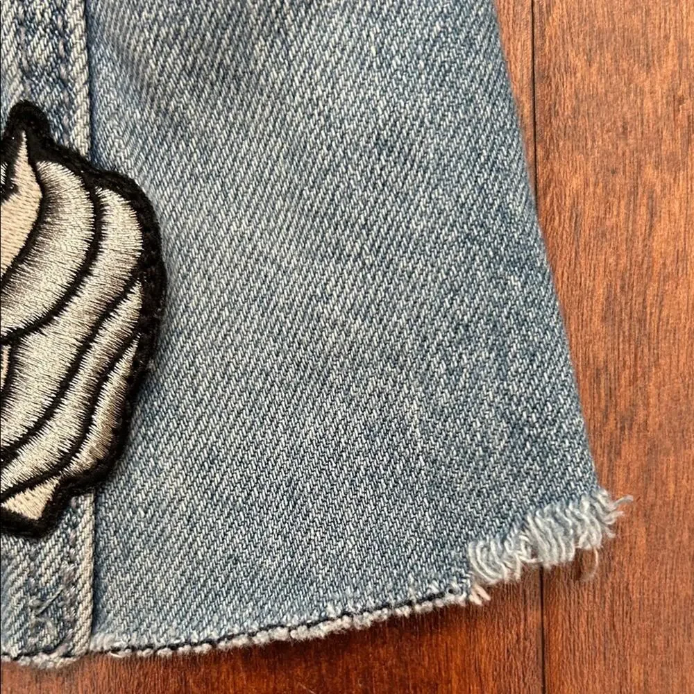 GAP Light Blue Kids Jean Jacket with Fun Patches, Size 18-24 Months